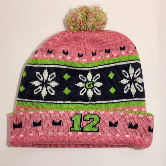 Seattle Seahawks 12 Pink Knit Beanie Hat Winter Cap Pom - Picture 2 of 7